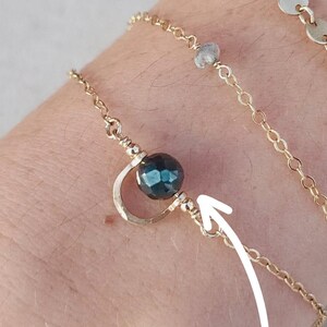 Gold Filled Permanent Jewelry Charm Connector Labradorite Sterling Silver Charm Connector Gemstone Charm 14K Gold Boho Style Charm Bracelet Black Spinel