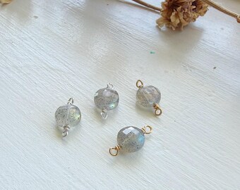 Labradorite 6mm Coin Permanent Jewelry Connector 14k Gold Filled Labradorite Chain Labradorite Charm Sterling Silver Wholesale Permanent