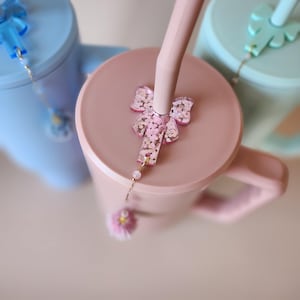 Straw Charm Holder Stanley Bow Charm Acrylic Tumbler Straw Charm Blank for Tumbler Accessorites Stanley Straw Charm Cup Accessorties Tumbler
