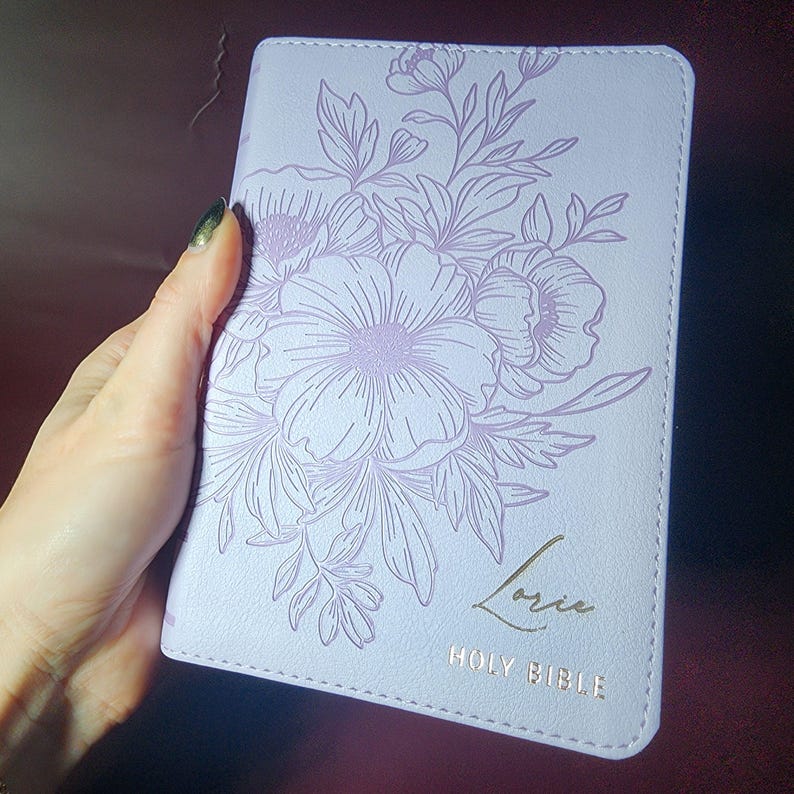 Personalized Prayer Bible Custom Name Bible Engraved Girl's Bible for Bible Study Tools for Prayer Time Bible Compact Lilac No Tab
