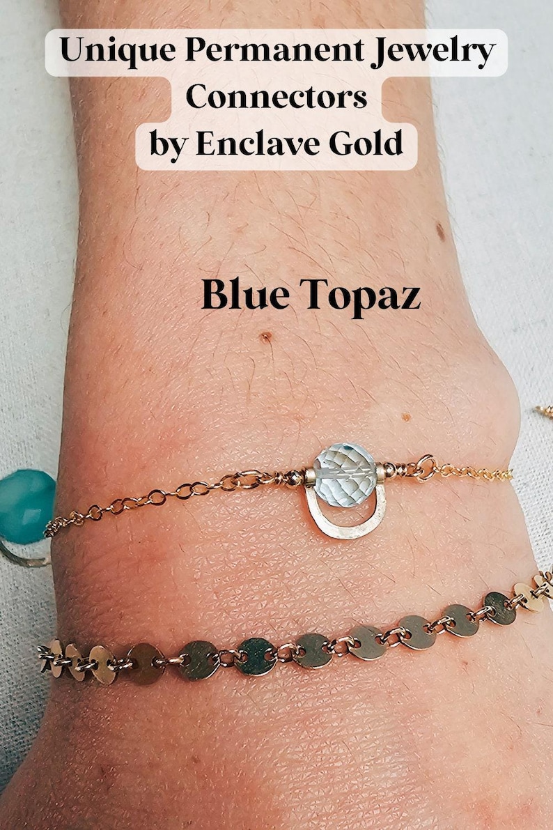 Permanent jewelry business supplies permanent jewelry charm connectors 14k gold filled gemstone charm for permanent jewelry business