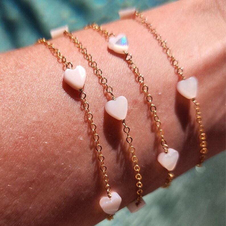 Permanent Jewelry Gold Heart Pearl Chain by foot Jewelry Supply Gold Filled Wholesale Permanent Jewelry Bulk Gold Filled Bracelet Chain image 4