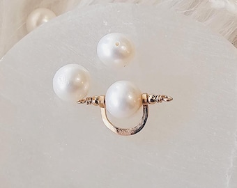 Lustrous Freshwater Pearl Permanent Jewelry Connector Charm Unique 14K Gold Filled Charm Jewelry Gemstone Sterling Silver Bracelet Connector