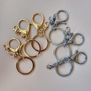 Trendy Big Key Ring for Purse Bag Charm Key Ring Silver Swivel Clasp for Bag Accessory Hardware for Key Charm Hook Large Lobster Clasp