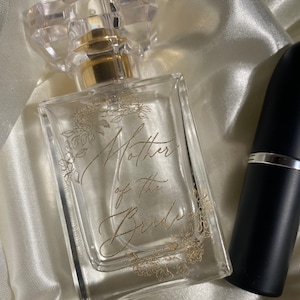 Empty Perfume Bottle Custom Engraved Wedding Keepsake Mother of the Bride Gift Maid of Honor Bridesmade Wedding Favor Empty Glass Cologne