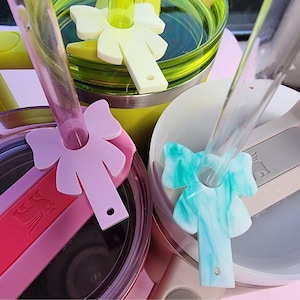Acrylic Straw Charm Blanks Straw Charm Holder Acrylic Stanley Charm Straw Topper Accessory Tumbler Cute Bow Charm Cup Accessory Straw Holder