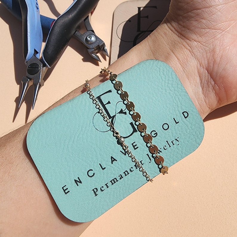 Business Logo Patch Permanent Jewelry Custom Logo Weld Protector Arch Leatherette Permanent Jewelry Wrist Protector Patch Personalized Bild 5