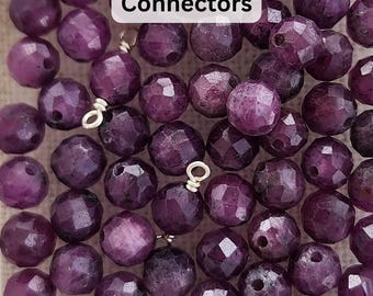 Ruby Permanent Jewelry Connector Charm Birthstone Gemstone Connector July Birthstone Permanent Jewelry Charm Red Dainty 3MM Bead Connector