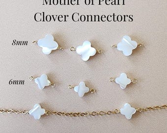 Pearl Clover Permanent Jewelry Connector 14k Gold Filled Pearl Chain Clover Charm Sterling Silver Wholesale Permanent Jewelry Pearl Charm