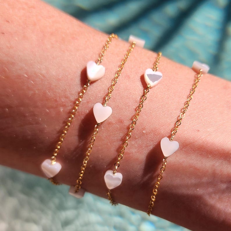 Permanent Jewelry Gold Heart Pearl Chain by foot Jewelry Supply Gold Filled Wholesale Permanent Jewelry Bulk Gold Filled Bracelet Chain image 3