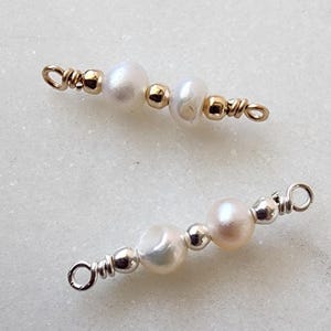 White Pearl Connector Permanent Jewelry Supply Freshwater Pearl Charm Gold Filled Pearl Connector Sterling Silver Pearl Bead Connector Bulk