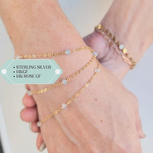 Gold Aquamarine Chain Permanent Jewelry Real Aquamarine Chain for Permanent Jewelry by the Foot Unique Permanent Jewelry Aquamarine Bead
