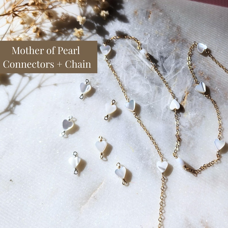 Permanent Jewelry Gold Heart Pearl Chain by foot Jewelry Supply Gold Filled Wholesale Permanent Jewelry Bulk Gold Filled Bracelet Chain image 9