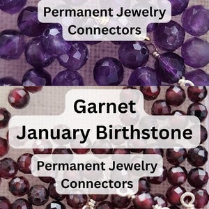Permanent Jewelry birthstone connectors Amethyst February birthstone and garnet January birthstone