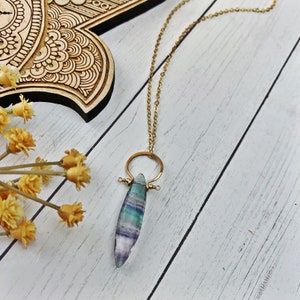 Fluorite Faceted Marquise Cut Necklace - 14k Gold Filled Framework 18&quot; Long | Boho Jewelry
