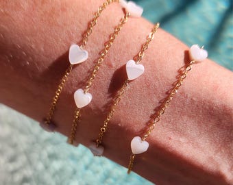 Gold Heart Chain by the foot Permanent Jewelry Supply Valentine Theme Pearl Heart Chain Jewelry Making Chain for Bracelet DIY Valentine Gift