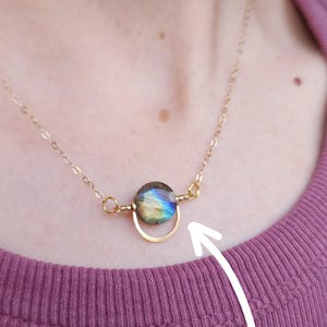 Gold Filled Permanent Jewelry Charm Connector Labradorite Sterling Silver Charm Connector Gemstone Charm 14K Gold Boho Style Charm Bracelet Coin Labradorite