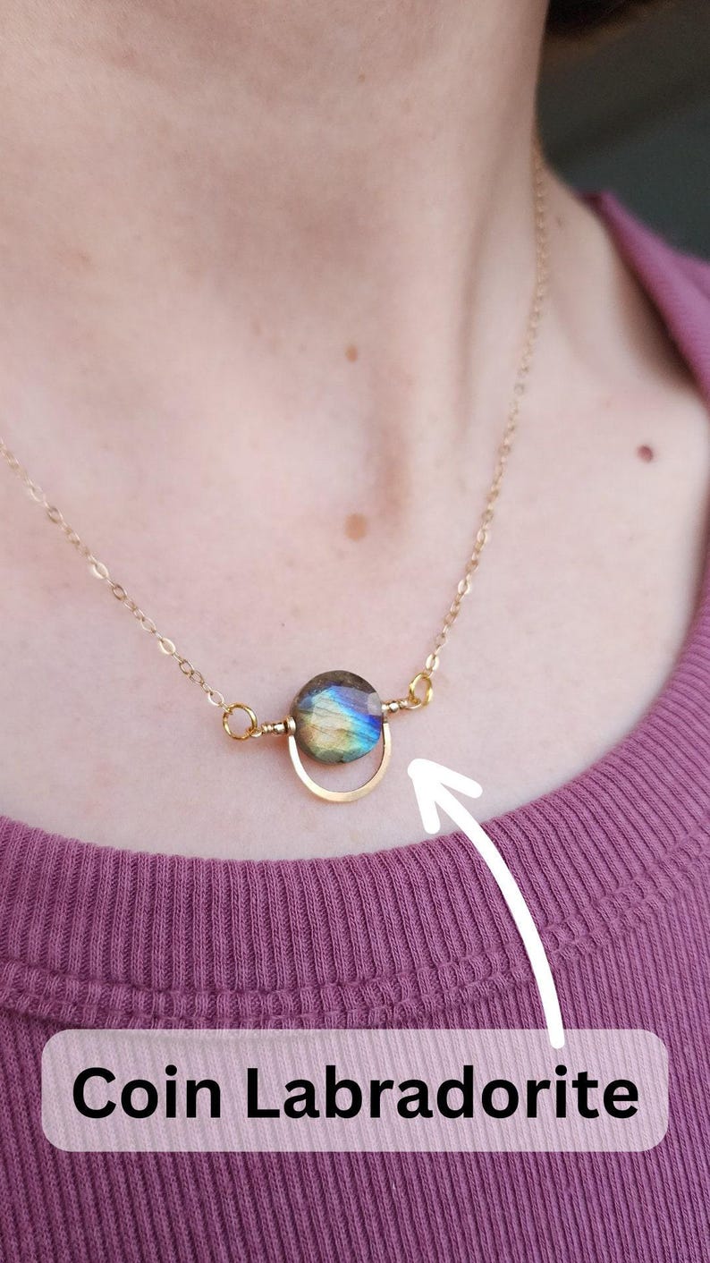 Gold Filled Permanent Jewelry Charm Connector Labradorite Sterling Silver Charm Connector Gemstone Charm 14K Gold Boho Style Charm Bracelet Coin Labradorite