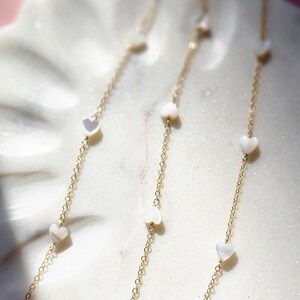 Permanent Jewelry Gold Heart Pearl Chain by foot Jewelry Supply Gold Filled Wholesale Permanent Jewelry Bulk Gold Filled Bracelet Chain image 8