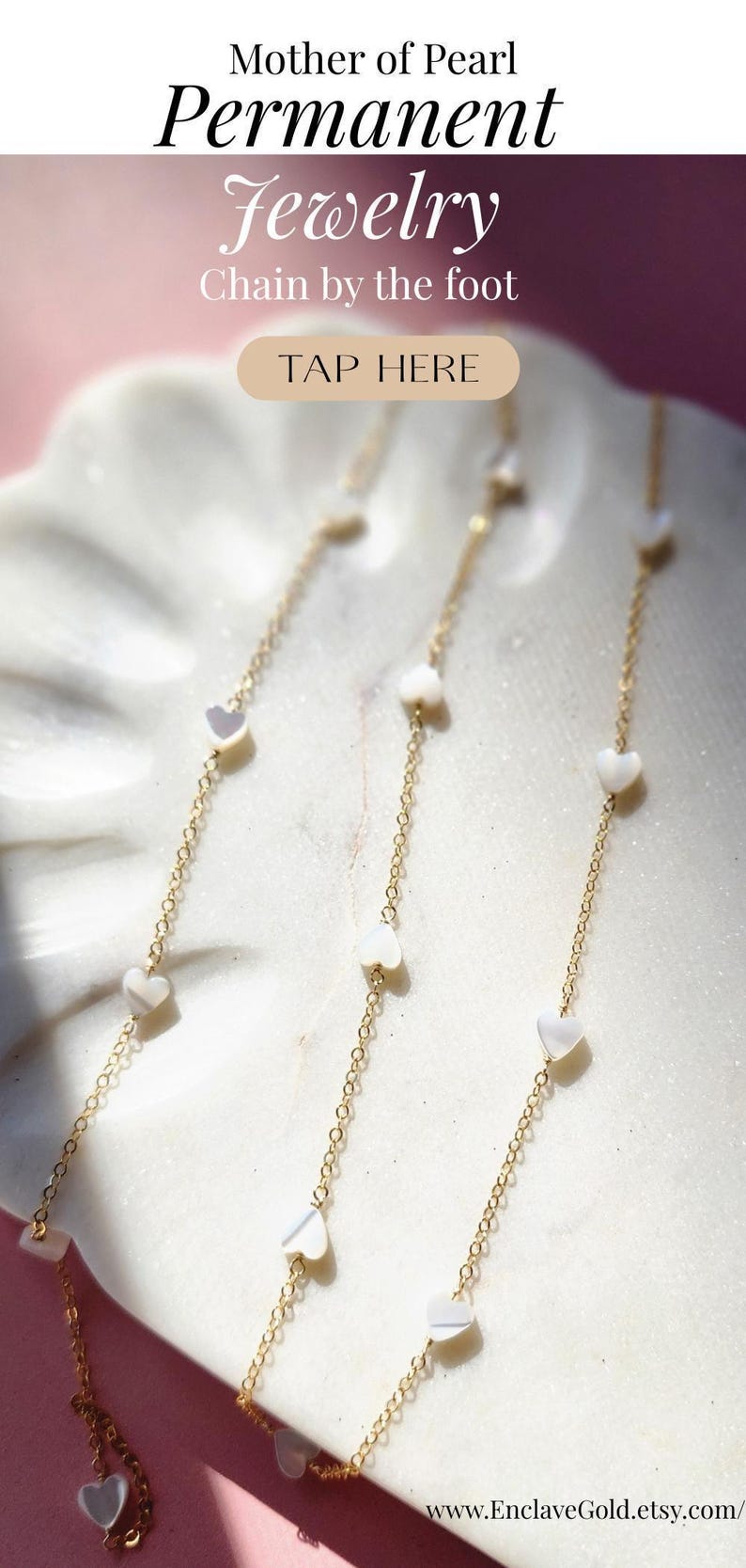 Permanent Jewelry Gold Heart Pearl Chain by foot Jewelry Supply Gold Filled Wholesale Permanent Jewelry Bulk Gold Filled Bracelet Chain image 8
