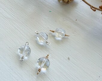 Quartz 6mm Coin Permanent Jewelry Connector 14k Gold Filled Labradorite Chain Quartz Charm Sterling Silver Wholesale Permanent Jewelry