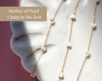 Permanent Jewelry Gold Heart Pearl Cain by foot Jewelry Supply Gold Filled Chain Wholesale Permanent Jewelry Bulk Gold Filled Bracelet Chain