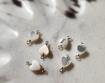Mini Heart Connector Permanent Jewelry Supply Bulk Heart Charm Jewelry Making Supply Gold Filled Connector Sterling Silver Pearl Heart Bead