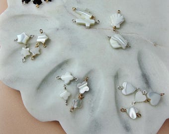 Mother of Pearl Collection Permanent Jewelry Connector 14k Gold Filled Pearl Chain Heart Charm Sterling Silver Permanent Jewelry Pearl Charm