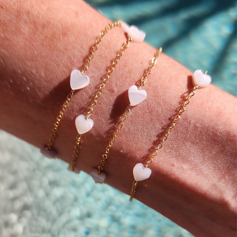 Permanent Jewelry Gold Heart Pearl Chain by foot Jewelry Supply Gold Filled Wholesale Permanent Jewelry Bulk Gold Filled Bracelet Chain image 5