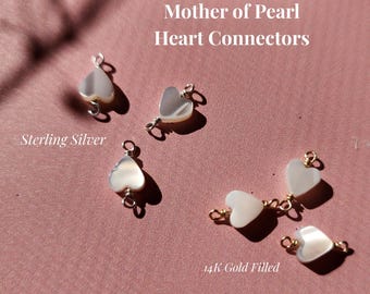 Pearl Heart Permanent Jewelry Connector 14k Gold Filled Pearl Chain Heart Charm Sterling Silver Wholesale Permanent Jewelry Pearl Charm Bulk