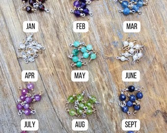 Bulk Permanent Jewelry Charm Birthstone Connector Real Gemstone Bead Wholesale Permanent Jewelry Connector Gold Birthstone Charm Ful Set