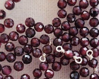Garnet Permanent Jewelry Connector January Birthstone Charm Dainty Minimal Jewelry Bulk Wholesale Permanent Jewelry Supplies Gemstone Beads
