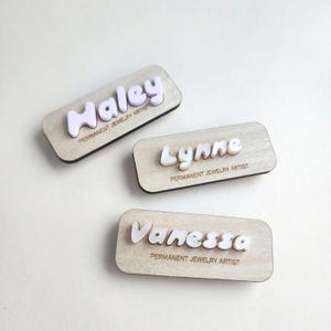 Work Name Badge Permanent Jewelry Business Name Tag Magnetic Name Badge Acrylic Name Clip Personalized Boutique Nametag Cute Name Badge Pink