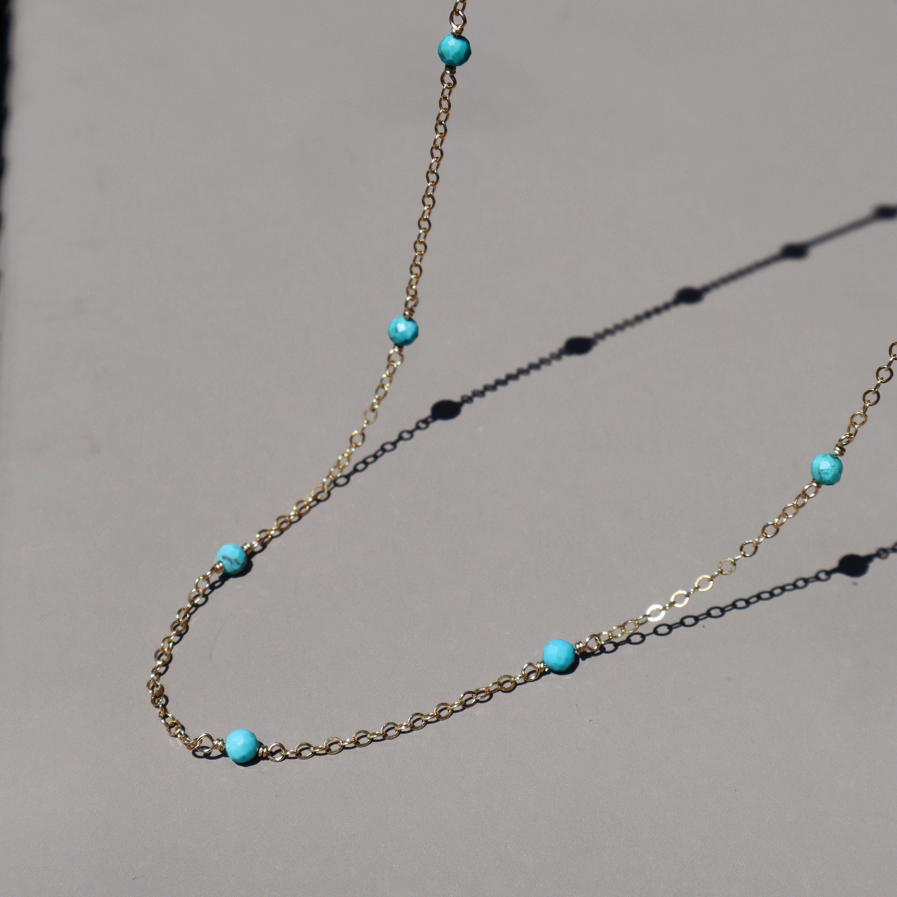 Ria Turquoise Pendant & Chain - Gold Plated main image 0