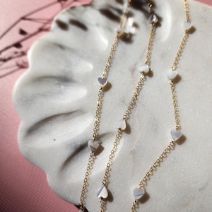 Permanent Jewelry Gold Heart Pearl Chain by foot Jewelry Supply Gold Filled Wholesale Permanent Jewelry Bulk Gold Filled Bracelet Chain image 6