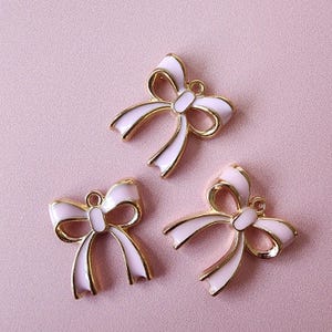 Pink Bow Charm Trinket Vintage Inspired Charm Accessory Pink Bow Charm Stanley Supply Bow Charm Bead Wholesale Trendy DIY Bow Pink Accessory