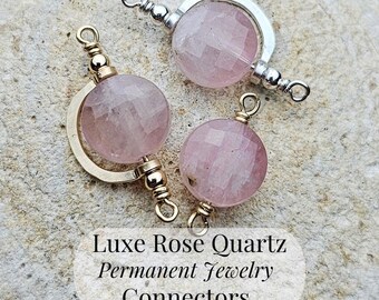 Goldfilled Permanent Jewelry Charm Rose Quartz Pendant Jewelry Supply 14K GoldFilled Jewelry Wholesale Charm Pink Gemstone Jewelry Connector