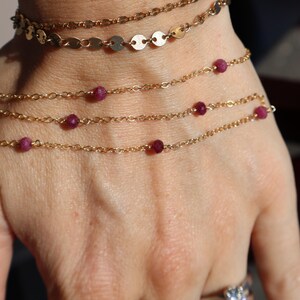 Gold Ruby Chain Permanent Jewelry Real Ruby Chain for Permanent Jewelry by the Foot Handmade Dainty Bracelet Gold Real Permanent Jewelry