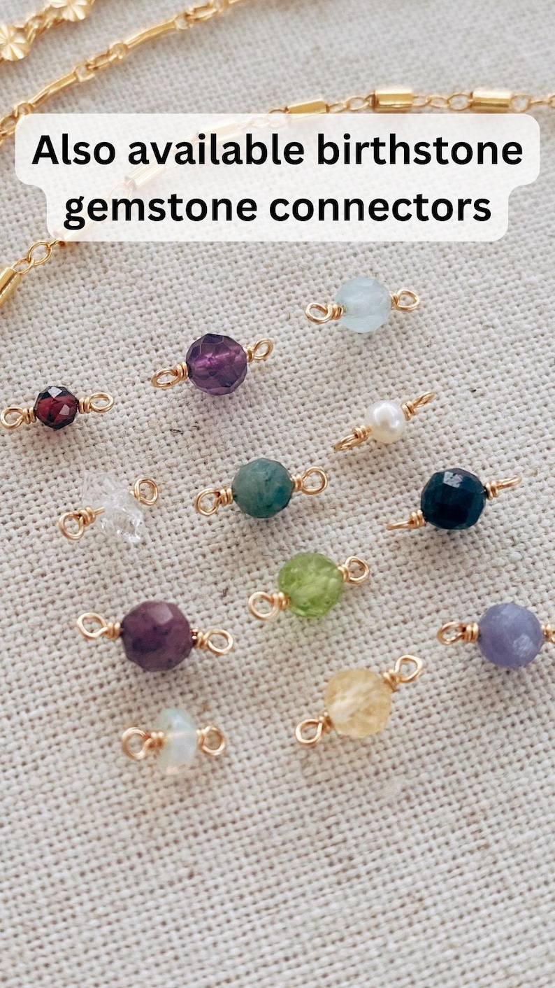 Gold Filled Permanent Jewelry Charm Connector Labradorite Sterling Silver Charm Connector Gemstone Charm 14K Gold Boho Style Charm Bracelet image 9
