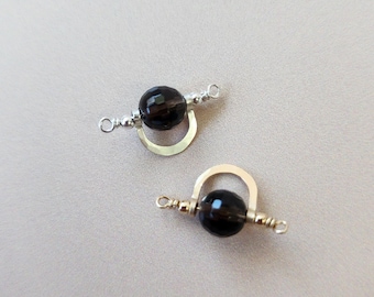 Black Tourmaline Pendant for Jewelry Making Supply Gemstone Connector 14K Gold Filled Tourmaline Bracelet Charm Black Gem Charm for Necklace