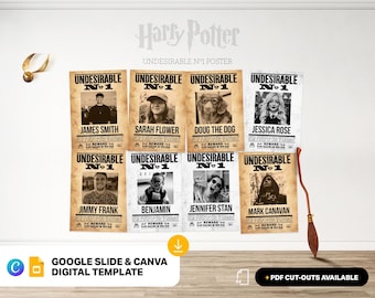 Póster imprimible de "Mago indeseable" / Decoración personalizada para fiestas de fantasía / Plantilla editable de Canva / Descarga digital instantánea