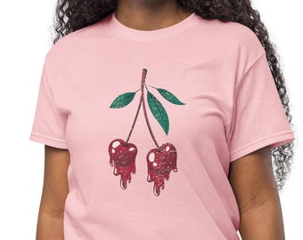 Cherry Shirt, Trendy Cherry Aesthetic T-Shirt, Dripping Cherries tee, Bold and Stylish Graphic Tee for Cherry Lovers, Retro Inspired Fashion