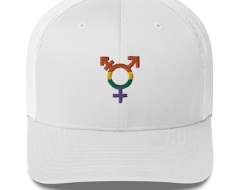 LGBTQ+ symbol hat embroidered Trucker cap gift idea for Pride Month Celebration for men and women with colorful embroidered equal rights hat