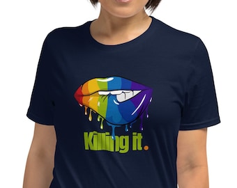 Motivational shirt for Womens shirt with Killing It design Shirt Gift for Women's Day shirt for bestie gift Lips Graphic Shirt gift for her