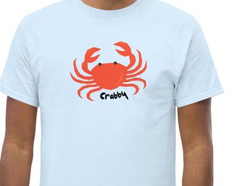 Trendy Summer Crab T-Shirt, Colorful Crab with 'Crabby' Text Design, Fun Beach Vibes, Graphic Tee for Summer Fun, Coastal Style