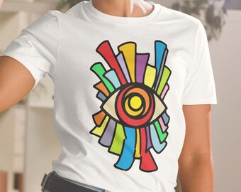 Colorful evil eye shirt for her Spiritual shirt for women colorful Yoga shirt Spiritual outfit Trendy All Seeing Eye T-shirt Geometric shirt
