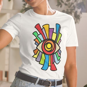Colorful evil eye shirt for her Spiritual shirt for women colorful Yoga shirt Spiritual outfit Trendy All Seeing Eye T-shirt Geometric shirt