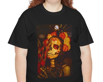 Catrina Day of the Dead T-Shirt, Dark Dia de Muertos Tee, Day of the Dead Skull Tee, Halloween Shirt, Festival Wear, Dia de los Muertos Gift