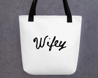 Wifey Tote Bag, Personalized tote for Wife, Wifey Weekend Bag, Gift for Bride, Bridal Shower Gift, Custom Wifey Gift Tote, Wife tote gift
