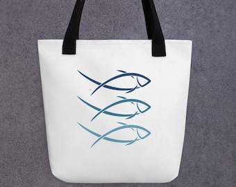 Fish Tote Bag, Nautical Aesthetic Tote, Minimalist Fish Design, Coastal Style, Beach Bag, Ocean Vibes, Seaside Adventures, Ocean Lovers Bags